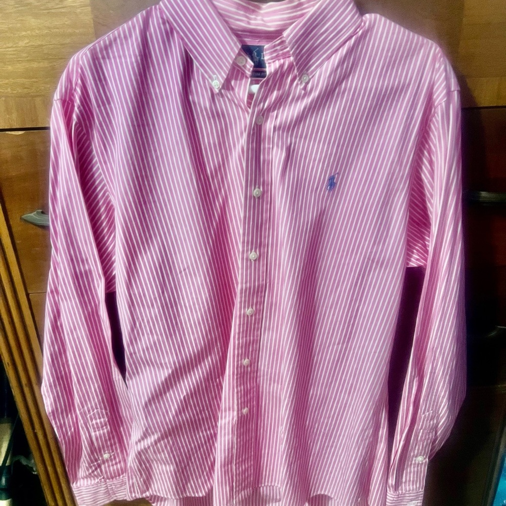 Ralph Lauren Pink and White Striped Dress Shirt
